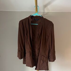 Anne Klein Chocolate Brown Linen Blend Lightweight Blazer